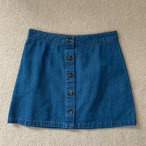 Medium wash button up denim skirt